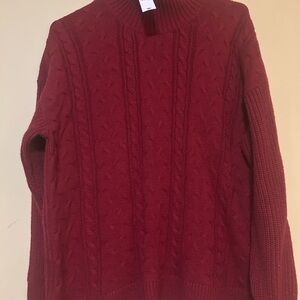 Women's Deep Red Cable Knit Sweater